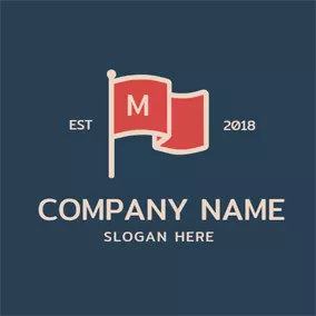 Letter Logo Beige and Red Flag logo design