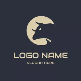 Buffalo Logo Beige Circle and Black Buffalo logo design