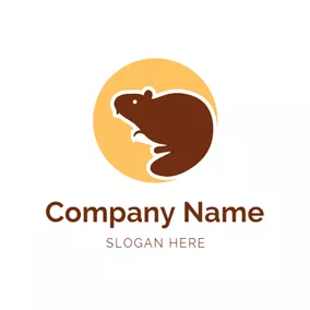 Beaver Logo Beige Circle and Cute Beaver logo design