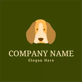 Emblem Logo Beige Dog Head logo design