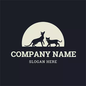 狂野logo Beige Moon and Black Wildcat logo design