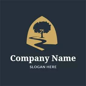 River Logo Beige River and Black Tree logo design