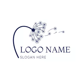 Dandelion Logo Bending and Flying Dandelion logo design
