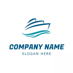 Transportation Logo Big Blue Steamship logo design