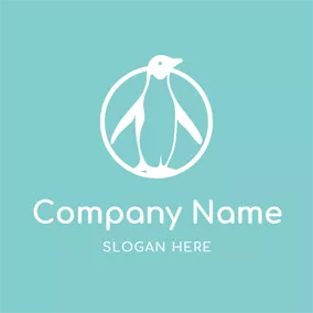 企鵝 Logo Big Circle and Elegant Penguin logo design