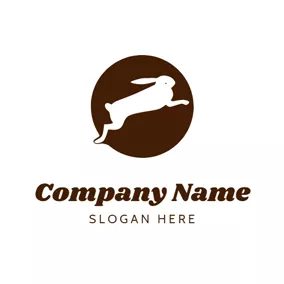 Bunny Logo Big Circle and Running Rabbit logo design
