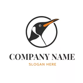 企鵝 Logo Big Circle and Vivid Penguin Head logo design