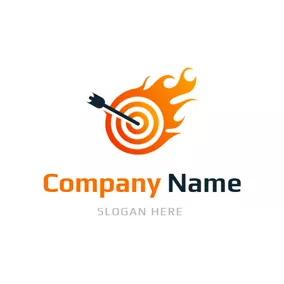 Abstract Logo Big Fire Arrow and Target logo design