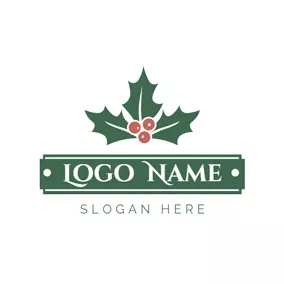 聖誕節Logo Big Leaf and Brown Fruit logo design
