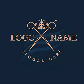 Fashion & Beauty Logo Big Vintage Golden Scissor logo design