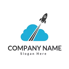 Weather Logo Black Airplane and Blue Cloud logo design