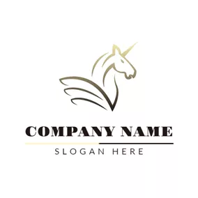 Pegasus Logo Black and Golden Gnu logo design