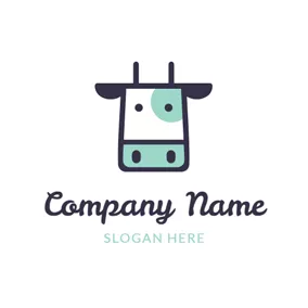Animal & Pet Logo Black and Green Cow Head logo design