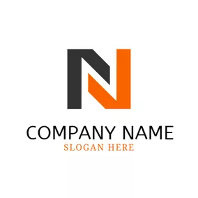 Letter Logo Black and Orange Letter N logo design