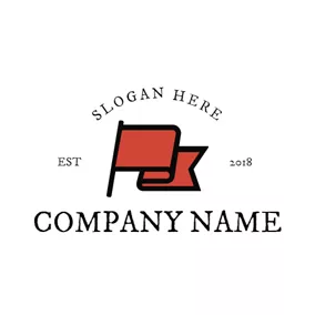 Abstract Logo Black and Red Flag logo design