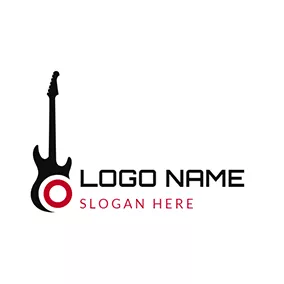 Punk Logo Black and Red Guitar Icon logo design