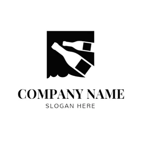 Bottle Logo Black and White Alcohol Bottle logo design