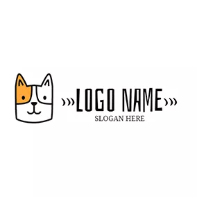 Children & Childcare Logo Black and White Cartoon Dog logo design