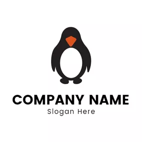 企鵝 Logo Black and White Clumsy Penguin logo design