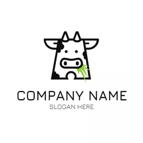 Milk Logo Black and White Cow Head logo design
