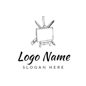 Club Logo Black and White Drawing Board logo design