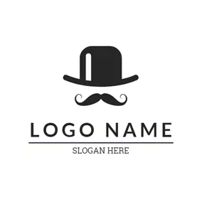 Fashion & Beauty Logo Black and White Hat and Mustache logo design