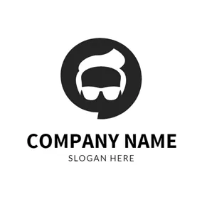 Black and White Hipster Icon logo design