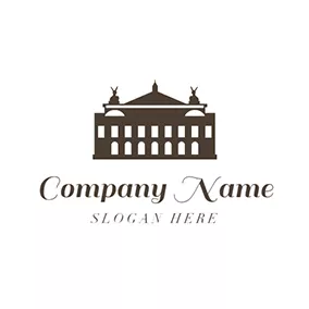 歌剧 Logo Black and White Opera House logo design