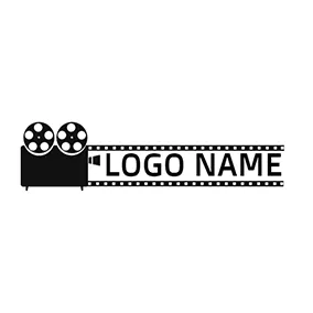 節日Logo Black and White Projection Machine logo design