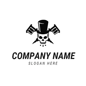 Logótipo Piratas Black and White Skull Icon logo design