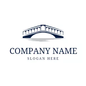 Brücke Logo Black and White Stone Arch Bridge logo design