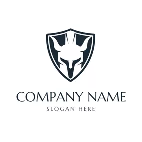 Gladiator Logo Black and White Warrior Shield logo design