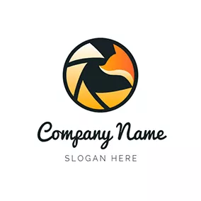 镜头logo Black and Yellow Camera Lens logo design