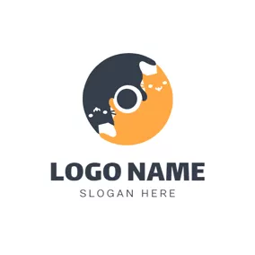 貓Logo Black and Yellow Cat logo design