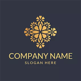 Salon Logo Black and Yellow Flower logo design