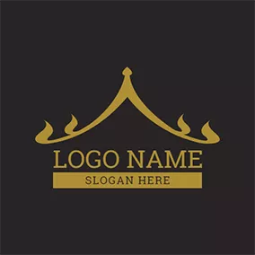 Emblem Logo Black and Yellow Thai Style Roof logo design