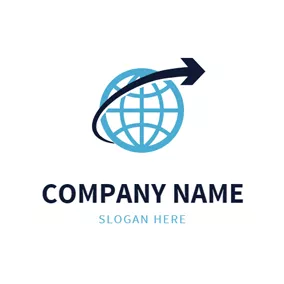 Distribution Logo Black Arrow and Blue Earth logo design