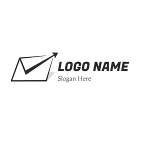 Massage Logo Black Arrow and White Envelope logo design