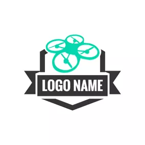 Flugzeuglogo Black Badge and Green Drone logo design