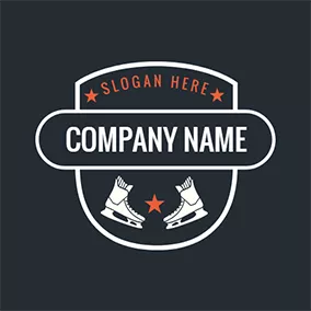Skate Logo Black Badge and White Ice Skate logo design