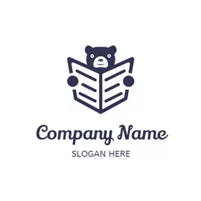 Dot Logo Black Bear and Newspaper logo design