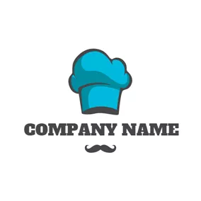 Restaurant Logo Black Beard and Blue Chef Hat logo design