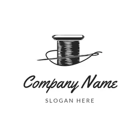 工芸品 ロゴ Black Bobbin and Needle logo design