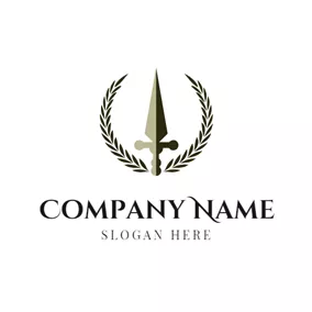 Sword Logo Black Branch and Sword logo design