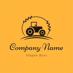Tractor Logo Black Branch and Tractor Icon logo design