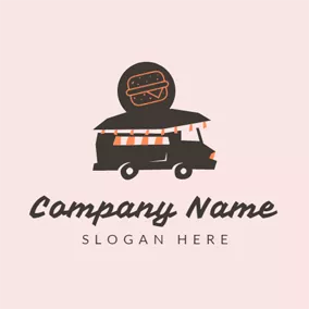 Snack Logo Black Car and Orange Burger logo design