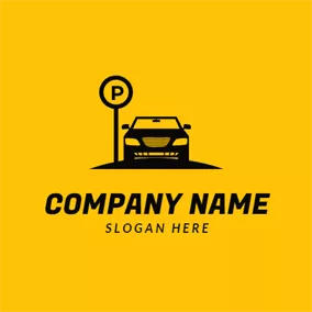 Parking Logo Black Car and Parking Lot logo design