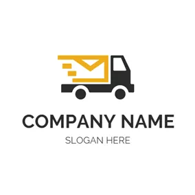 Transportation Logo Black Car and Yellow Envelope logo design