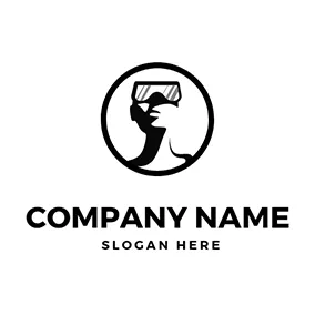 VR Logo Black Circle and Abstract Vr Glasses logo design