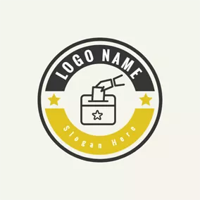 Election Logo Black Circle and Beige Voting Box logo design